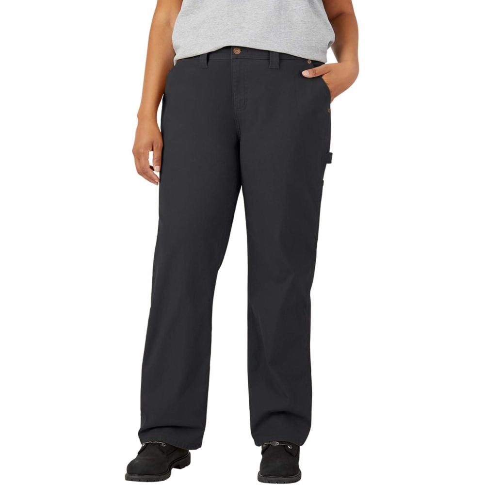 image:imageDickies Womens Plus Size Relaxed Straight Carpenter Duck PantRinsed Black