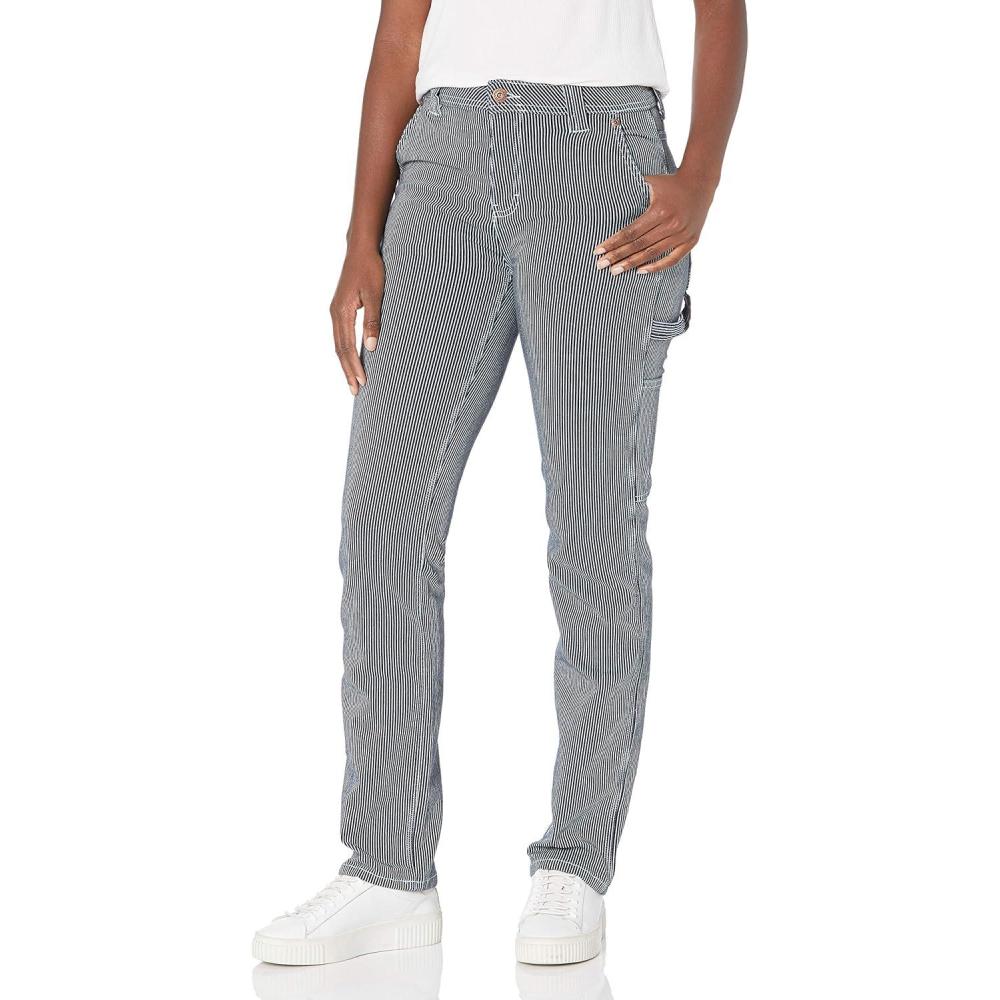 image:imageDickies Womens Relaxed Straight Carpenter Hickory Stripe PantRinsed Hickory Stripe