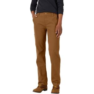 Dickies Womens Relaxed Straight Carpenter Duck Pant(Rinsed Brown Duck)