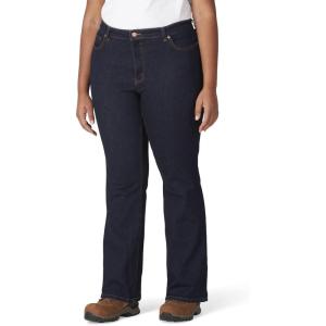 Dickies Womens Perfect Shape Denim Jean – Bootcut Stretch Plus Size(Rinsed Indigo Blue)