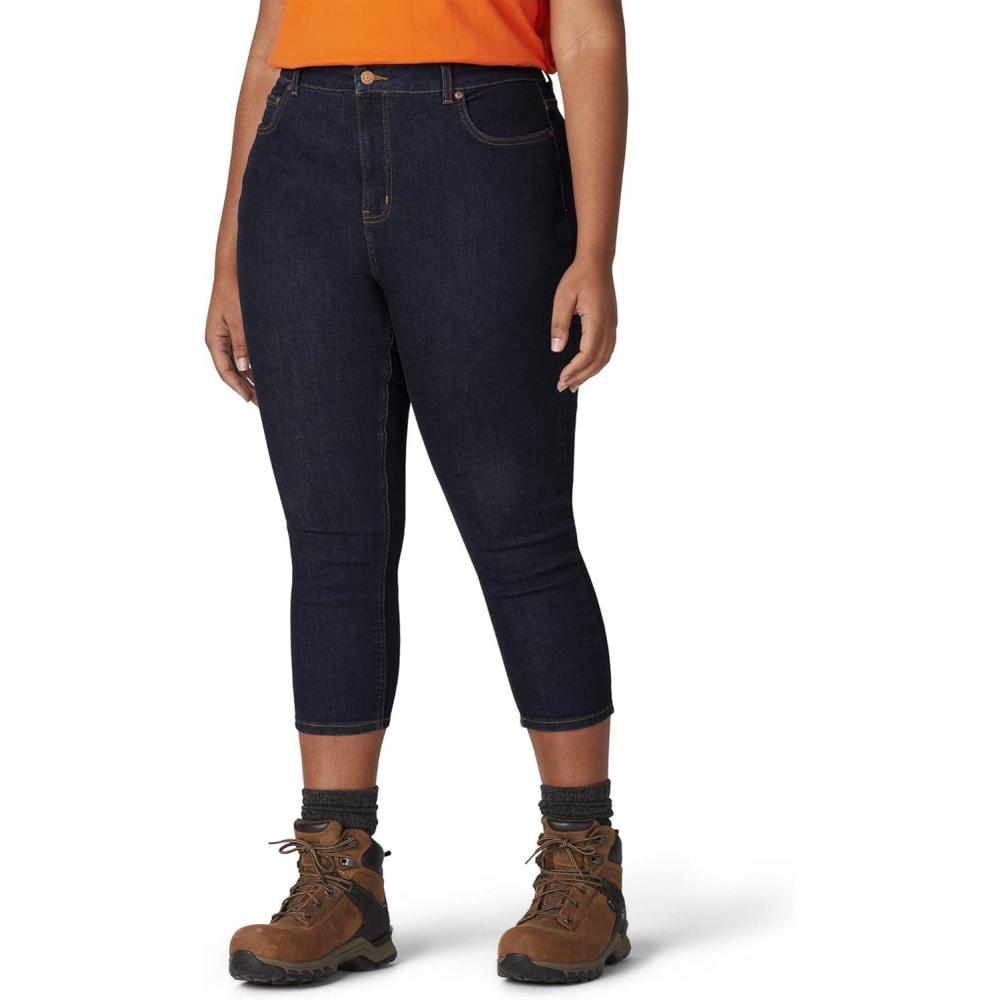 image:imageDickies Womens Perfect Shape Denim Capri PantRinsed Indigo Blue