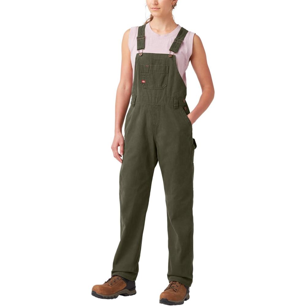 image:imageDickies Womens Denim Bib OverallRinsed Moss Green