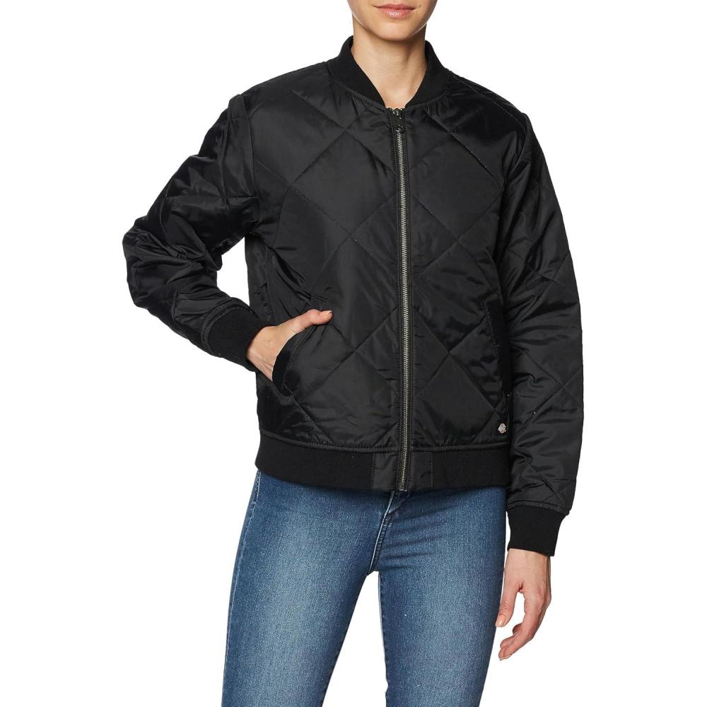 image:imageDickies womens Quilted Bomber JacketBlack V1