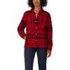 Dickies womens Quilted Flannel Shirt Jacket(English Red Black Plaid)