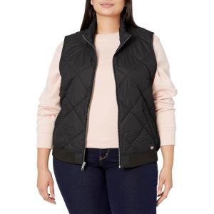 Dickies Women’s Quilted Bomber Vest – Lightweight Insulated Utility Outerwear with Pockets for Construction & Outdoor(Black V1)