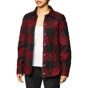 Dickies womens Quilted Flannel Shirt Jacket(Black/Red Heather Buffalo)