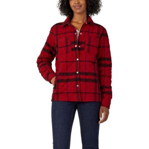 Dickies womens Quilted Flannel Shirt Jacket(English Red Black Plaid)