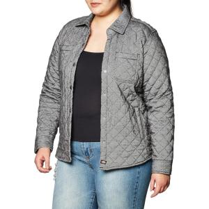 Dickies womens Quilted Flannel Shirt Jacket(Gray Two Tone Herringbone)