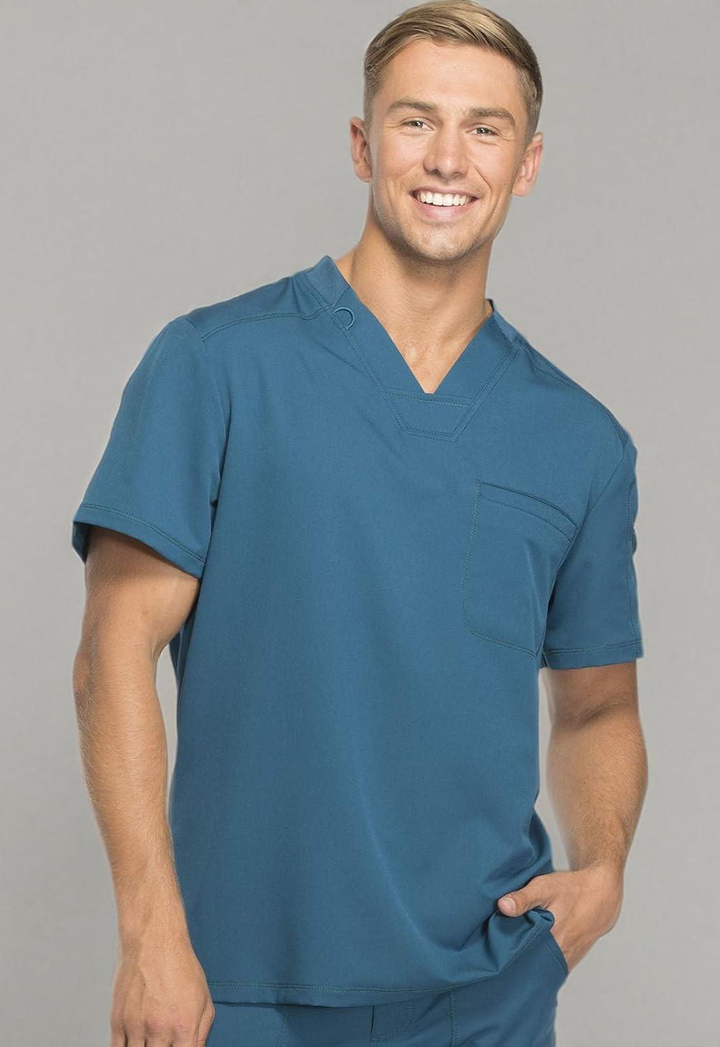 image:imageDickies Dynamix Scrubs for Men AthleticInspired VNeck Chest Pocket Scrub Top with FourWay Stretch amp Moisture Wicking DK610Caribbean Blue