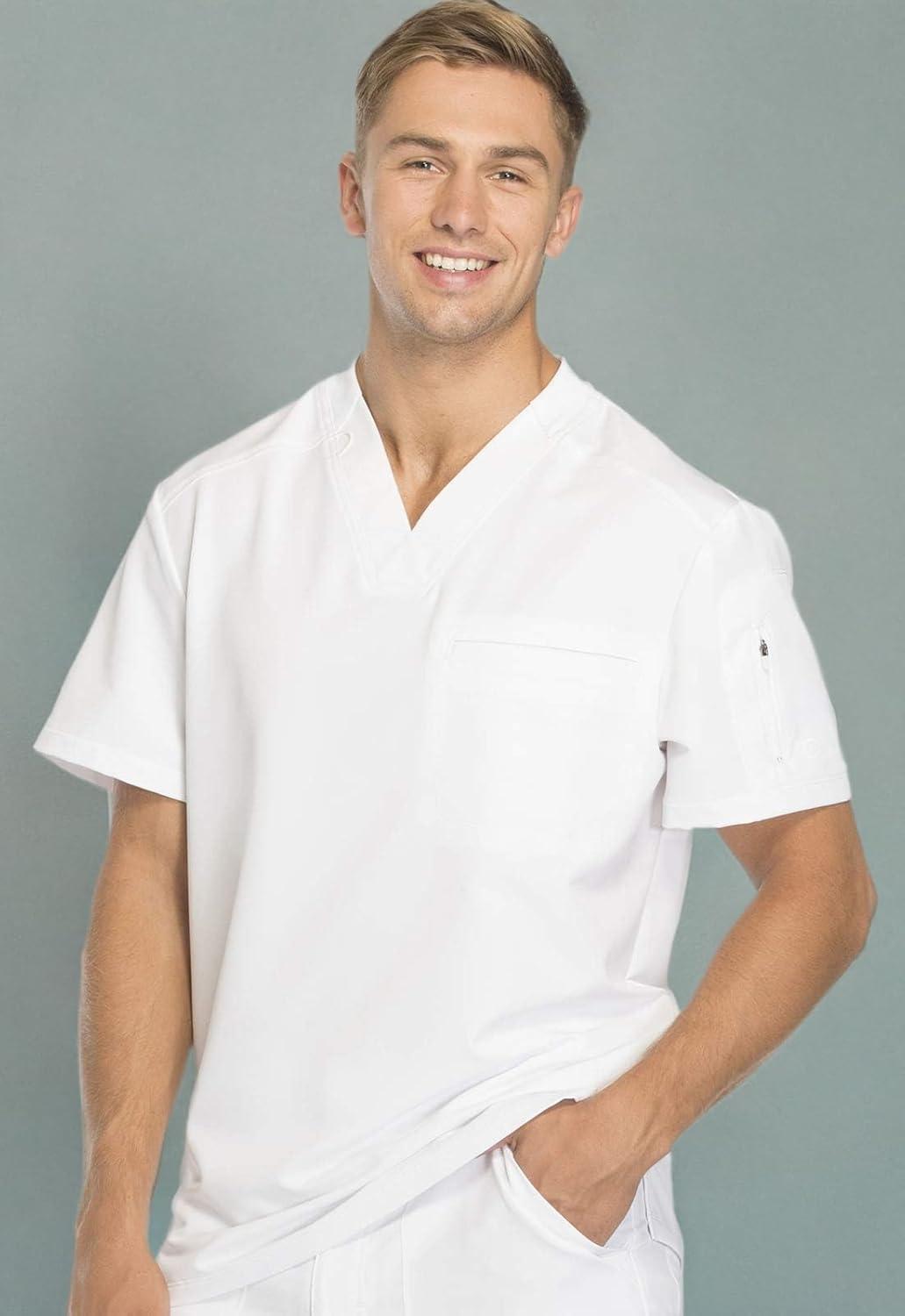 image:imageDickies Dynamix Scrubs for Men AthleticInspired VNeck Chest Pocket Scrub Top with FourWay Stretch amp Moisture Wicking DK610White