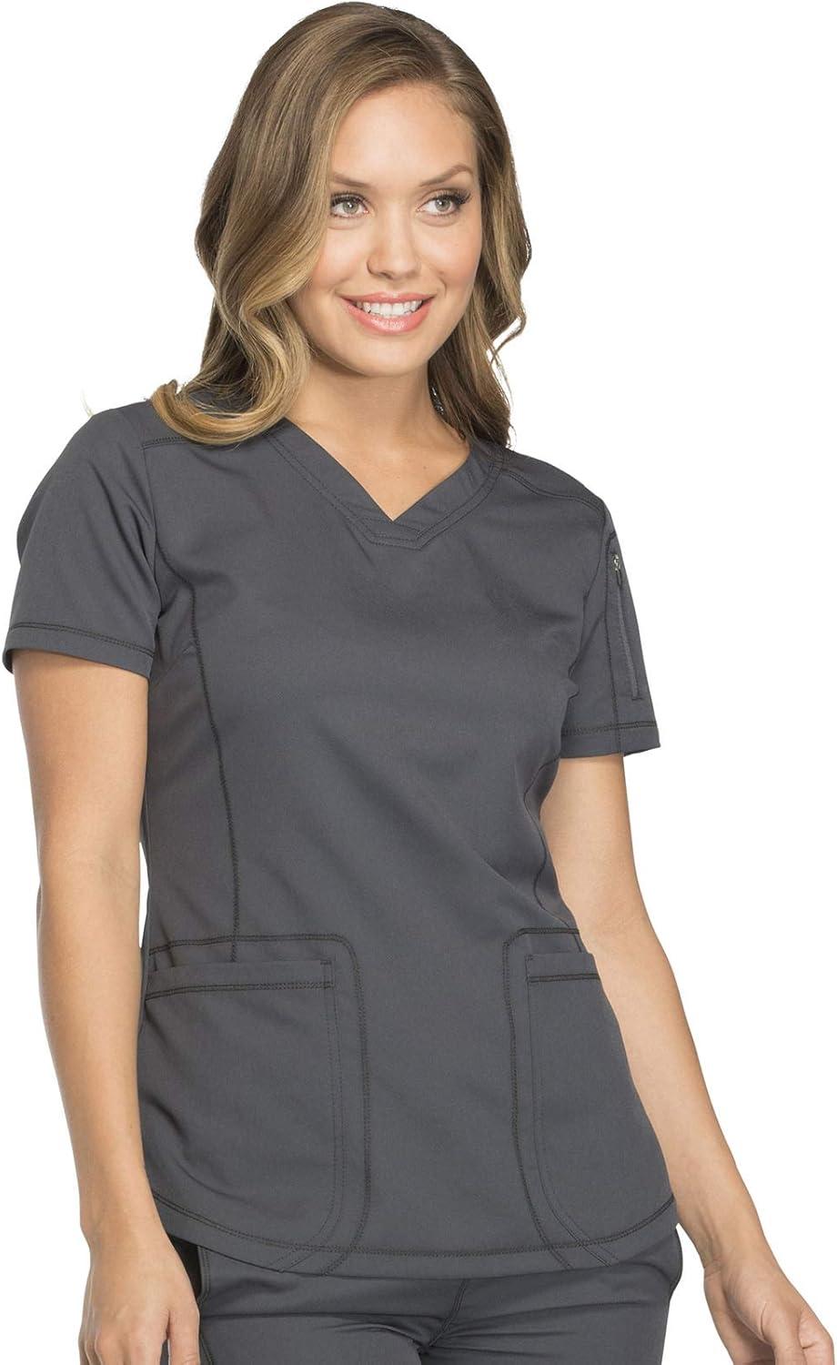 image:imageDickies Dynamix Womens Tops AthleticInspired VNeck Scrub Top with FourWay Stretch and Moisture Wicking DK730Pewter