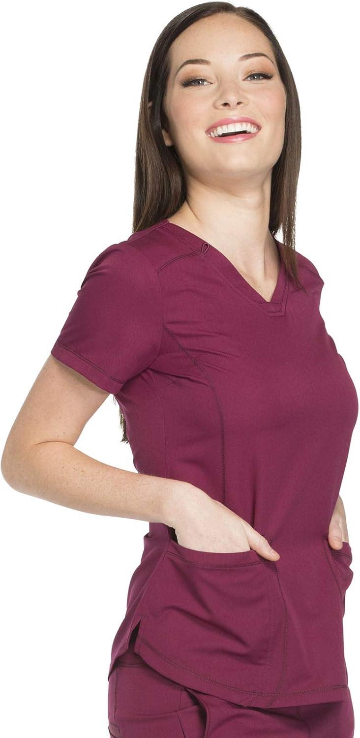 image:imageDickies Dynamix Womens Tops AthleticInspired VNeck Scrub Top with FourWay Stretch and Moisture Wicking DK730Wine