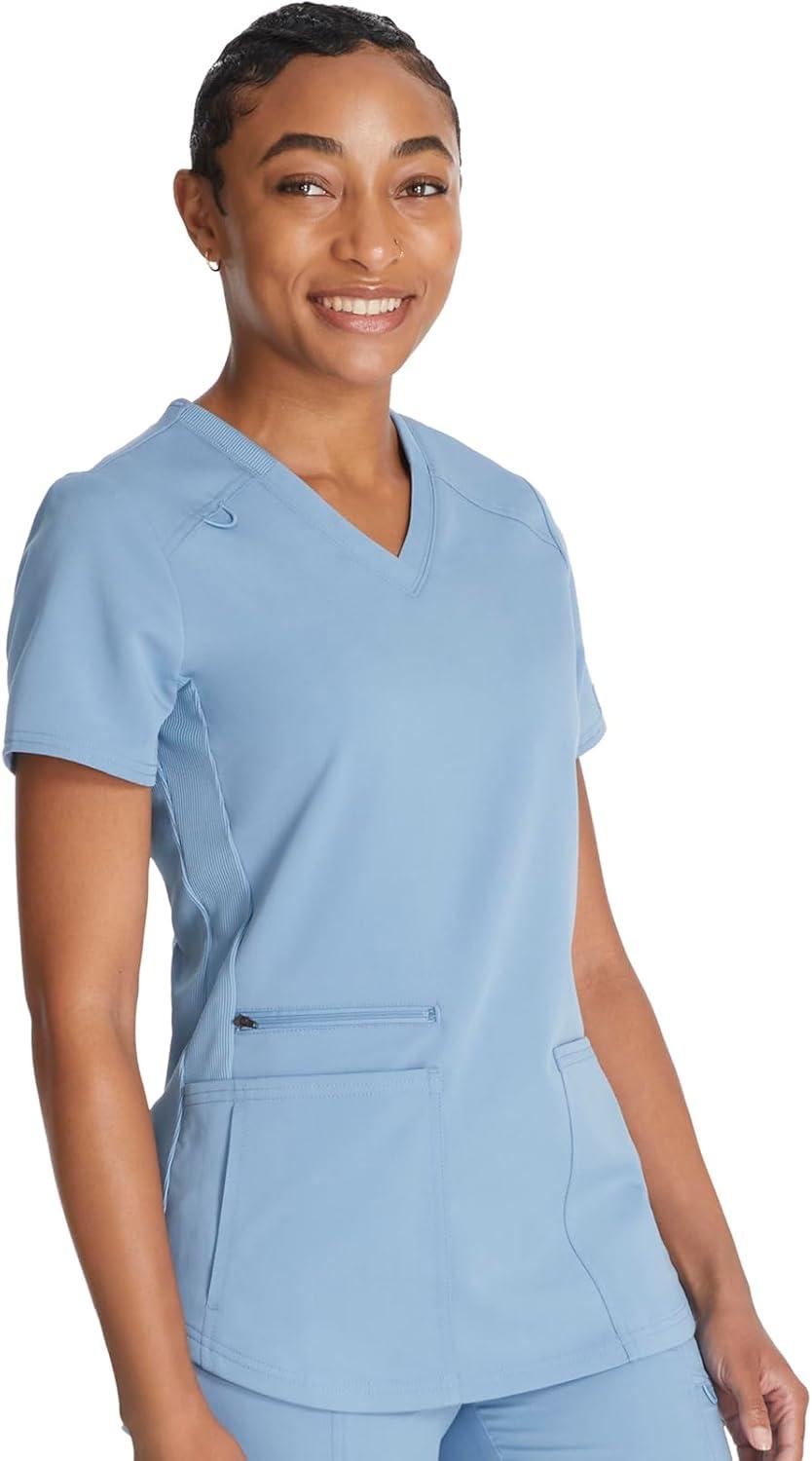 image:imageDickies VNeck Scrub Top with 5 Pockets Shirttail Hem and BiStretch Technology DK875Blue Jean