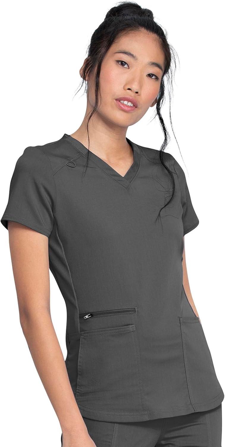 image:imageDickies VNeck Scrub Top with 5 Pockets Shirttail Hem and BiStretch Technology DK875Pewter