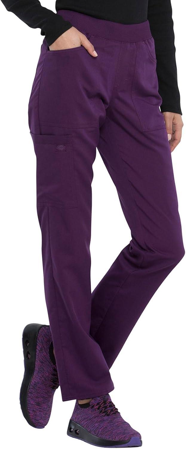 image:imageDickies Women Scrub Pullon Pant Mid Rise Tapered Leg Bottoms with 6 Pockets amp RibKnit Waistband DK135Eggplant