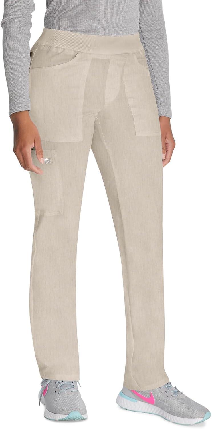 image:imageDickies Women Scrub Pullon Pant Mid Rise Tapered Leg Bottoms with 6 Pockets amp RibKnit Waistband DK135Heather Blonde Wood