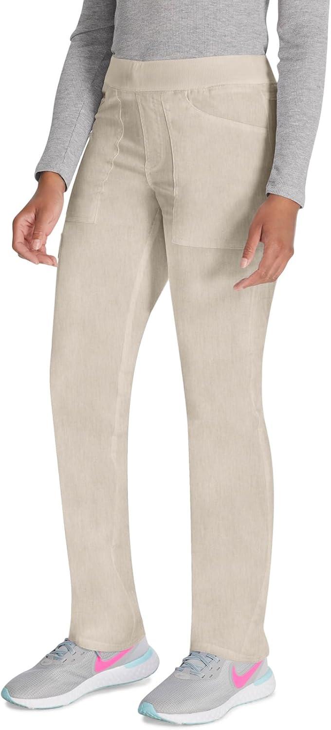 image:imageDickies Women Scrub Pullon Pant Mid Rise Tapered Leg Bottoms with 6 Pockets amp RibKnit Waistband DK135Heather Blonde Wood