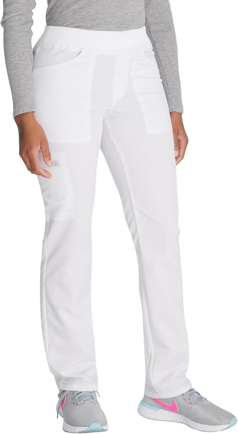 image:imageDickies Women Scrub Pullon Pant Mid Rise Tapered Leg Bottoms with 6 Pockets amp RibKnit Waistband DK135White