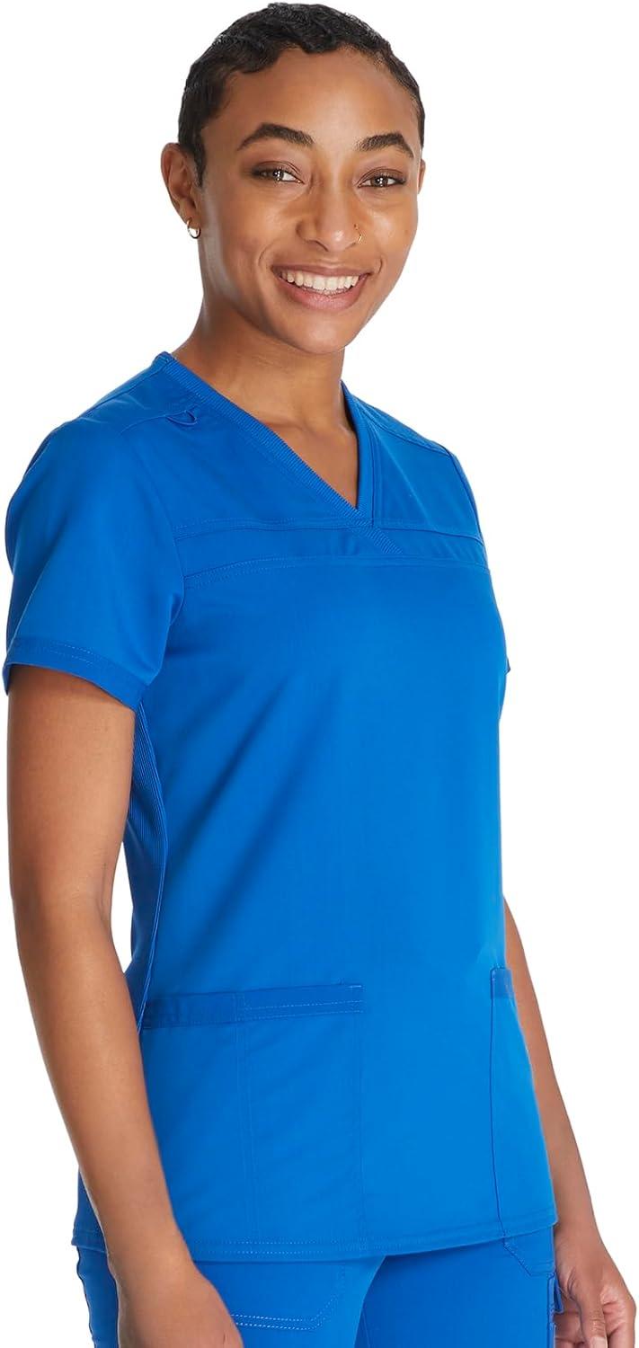 image:imageDickies Women Scrub Top VNeck with with Rib Knit Panels 2 Pockets and Bungee Loop DK870Royal