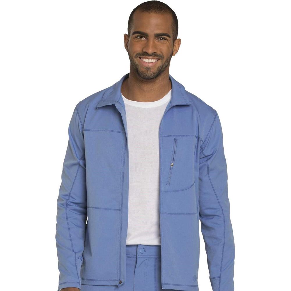 image:imageDickies Dynamix Men Warm Up Scrubs Jacket Zip Front DK310Ciel Blue