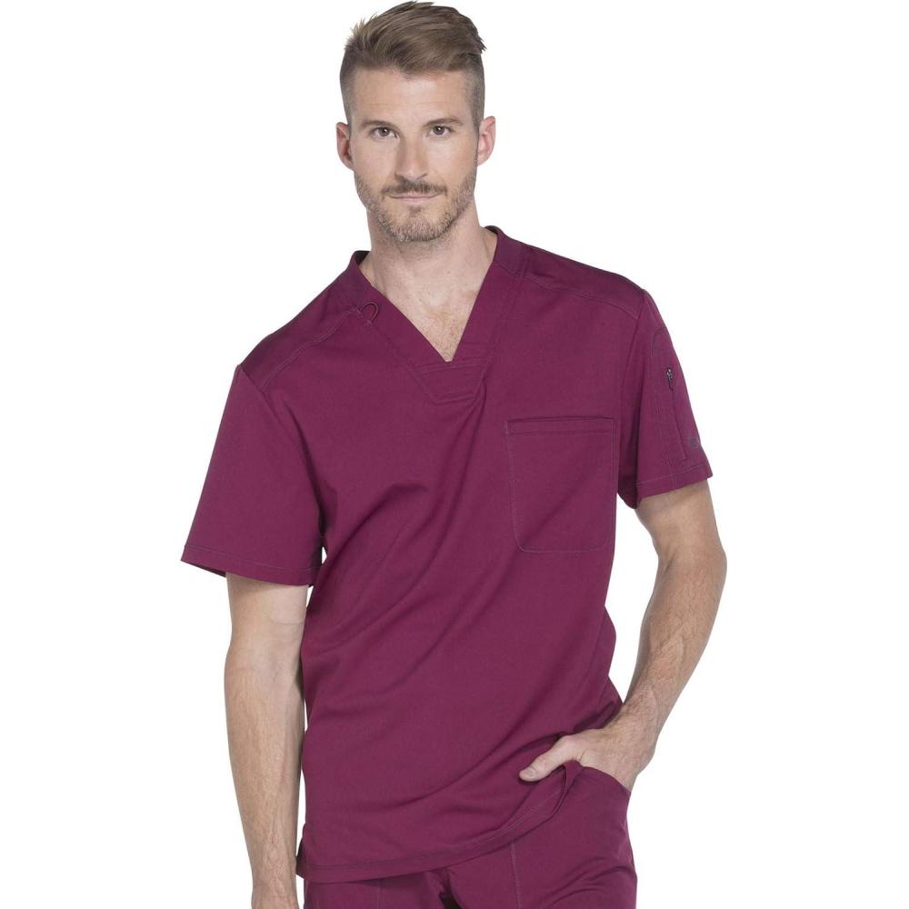image:imageDickies Dynamix Scrubs for Men AthleticInspired VNeck Chest Pocket Scrub Top with FourWay Stretch amp Moisture Wicking DK610Wine