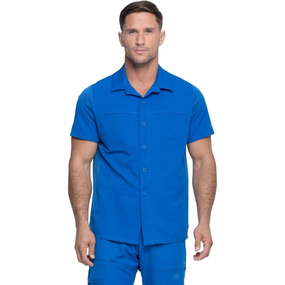 image:imageDickies Dynamix Scrubs for Men Button Front Collar Shirt with FourWay Stretch and Moisture Wicking DK820Royal