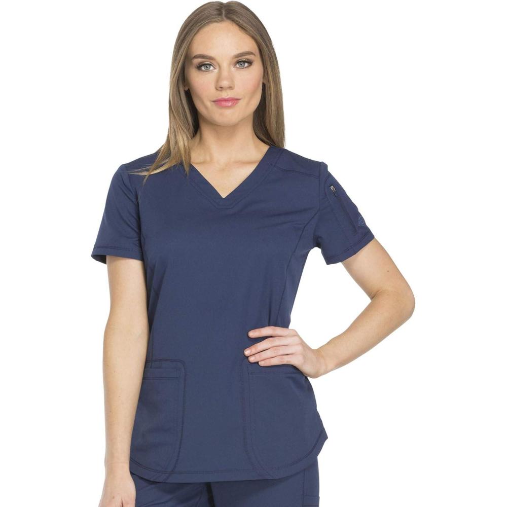 image:imageDickies Dynamix Womens Tops AthleticInspired VNeck Scrub Top with FourWay Stretch and Moisture Wicking DK730Navy