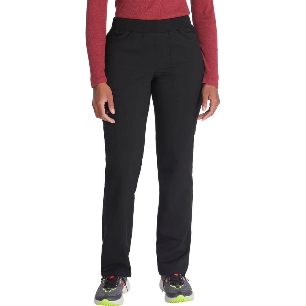 image:imageDickies Women Scrub Pullon Pant Mid Rise Tapered Leg Bottoms with 6 Pockets amp RibKnit Waistband DK135Black
