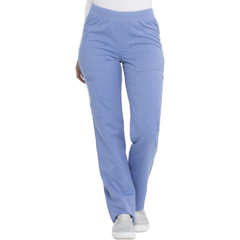 image:imageDickies Women Scrub Pullon Pant Mid Rise Tapered Leg Bottoms with 6 Pockets amp RibKnit Waistband DK135Ciel