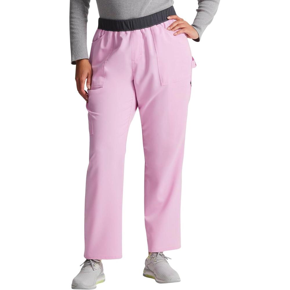 image:imageDickies Women Scrub Pullon Pant Mid Rise Tapered Leg Bottoms with 6 Pockets amp RibKnit Waistband DK135Frosted Strawberry