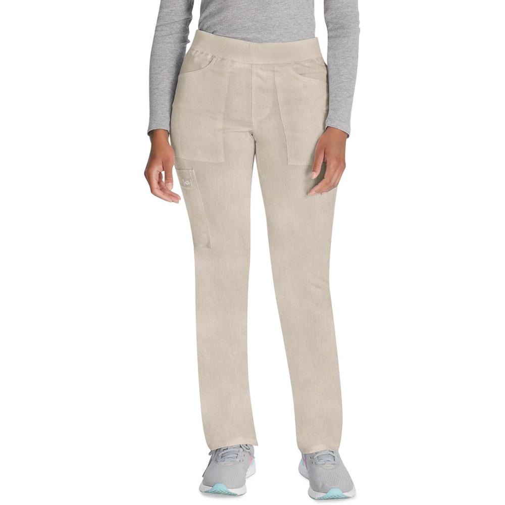 image:imageDickies Women Scrub Pullon Pant Mid Rise Tapered Leg Bottoms with 6 Pockets amp RibKnit Waistband DK135Heather Blonde Wood