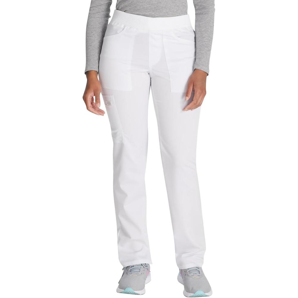 image:imageDickies Women Scrub Pullon Pant Mid Rise Tapered Leg Bottoms with 6 Pockets amp RibKnit Waistband DK135White