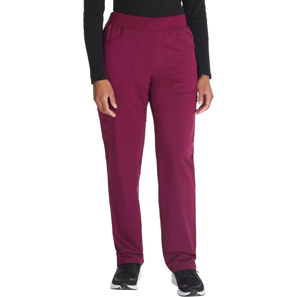 image:imageDickies Women Scrub Pullon Pant Mid Rise Tapered Leg Bottoms with 6 Pockets amp RibKnit Waistband DK135Wine