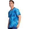 Dickies Dynamix Men Scrubs Top Rib Knit V-Neck Plus Size DK607, 4XL, Tonal Tie Dye Navy