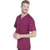 Dickies Dynamix Scrubs for Men Athletic-Inspired V-Neck Chest Pocket Scrub Top with Four-Way Stretch & Moisture Wicking DK610(Wine)