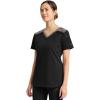 Dickies Dynamix Womens Tops, Athletic-Inspired Mélange V-Neck Scrub Top with Four-Way Stretch and Moisture Wicking DK740(Black)