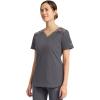 Dickies Dynamix Womens Tops, Athletic-Inspired Mélange V-Neck Scrub Top with Four-Way Stretch and Moisture Wicking DK740(Pewter)