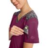 Dickies Dynamix Womens Tops, Athletic-Inspired Mélange V-Neck Scrub Top with Four-Way Stretch and Moisture Wicking DK740(Wine)