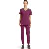 Dickies Dynamix Womens Tops, Athletic-Inspired Mélange V-Neck Scrub Top with Four-Way Stretch and Moisture Wicking DK740(Wine)