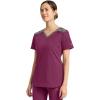 Dickies Dynamix Womens Tops, Athletic-Inspired Mélange V-Neck Scrub Top with Four-Way Stretch and Moisture Wicking DK740(Wine)