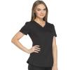 Dickies Dynamix Womens Tops, Athletic-Inspired V-Neck Scrub Top with Four-Way Stretch and Moisture Wicking DK730(Black)