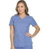 Dickies Dynamix Womens Tops, Athletic-Inspired V-Neck Scrub Top with Four-Way Stretch and Moisture Wicking DK730(Ciel Blue)