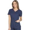 Dickies Dynamix Womens Tops, Athletic-Inspired V-Neck Scrub Top with Four-Way Stretch and Moisture Wicking DK730(Navy)