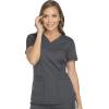 Dickies Dynamix Womens Tops, Athletic-Inspired V-Neck Scrub Top with Four-Way Stretch and Moisture Wicking DK730(Pewter)
