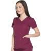 Dickies Dynamix Womens Tops, Athletic-Inspired V-Neck Scrub Top with Four-Way Stretch and Moisture Wicking DK730(Wine)