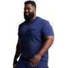 Dickies Scrub Top for Men with Zip Chest Pocket, Rib Knit, I.D. Badge at, 2-Way Stretch Durable & Breathable Fabric – DK865(Navy)