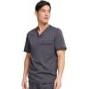 Dickies Scrub Top for Men with Zip Chest Pocket, Rib Knit, I.D. Badge at, 2-Way Stretch Durable & Breathable Fabric – DK865(Pewter)