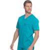 Dickies Scrub Top for Men with Zip Chest Pocket, Rib Knit, I.D. Badge at, 2-Way Stretch Durable & Breathable Fabric – DK865(Teal Blue)