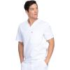 Dickies Scrub Top for Men with Zip Chest Pocket, Rib Knit, I.D. Badge at, 2-Way Stretch Durable & Breathable Fabric – DK865(White)