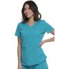 Dickies V-Neck Scrub Top with 5 Pockets Shirttail Hem and Bi-Stretch Technology DK875(Teal Blue)